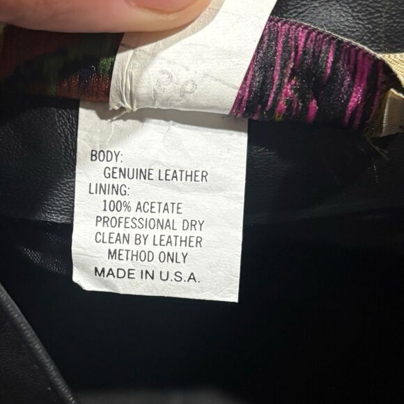 mgr Genuine Leather Skirt Black High Waist Pencil Lined Vintage USA 5/6 90s - Picture 7 of 8